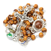 Olive wood Handmade Rosary beads Prayer Knot with Holy Soil from Jerusalem 17"